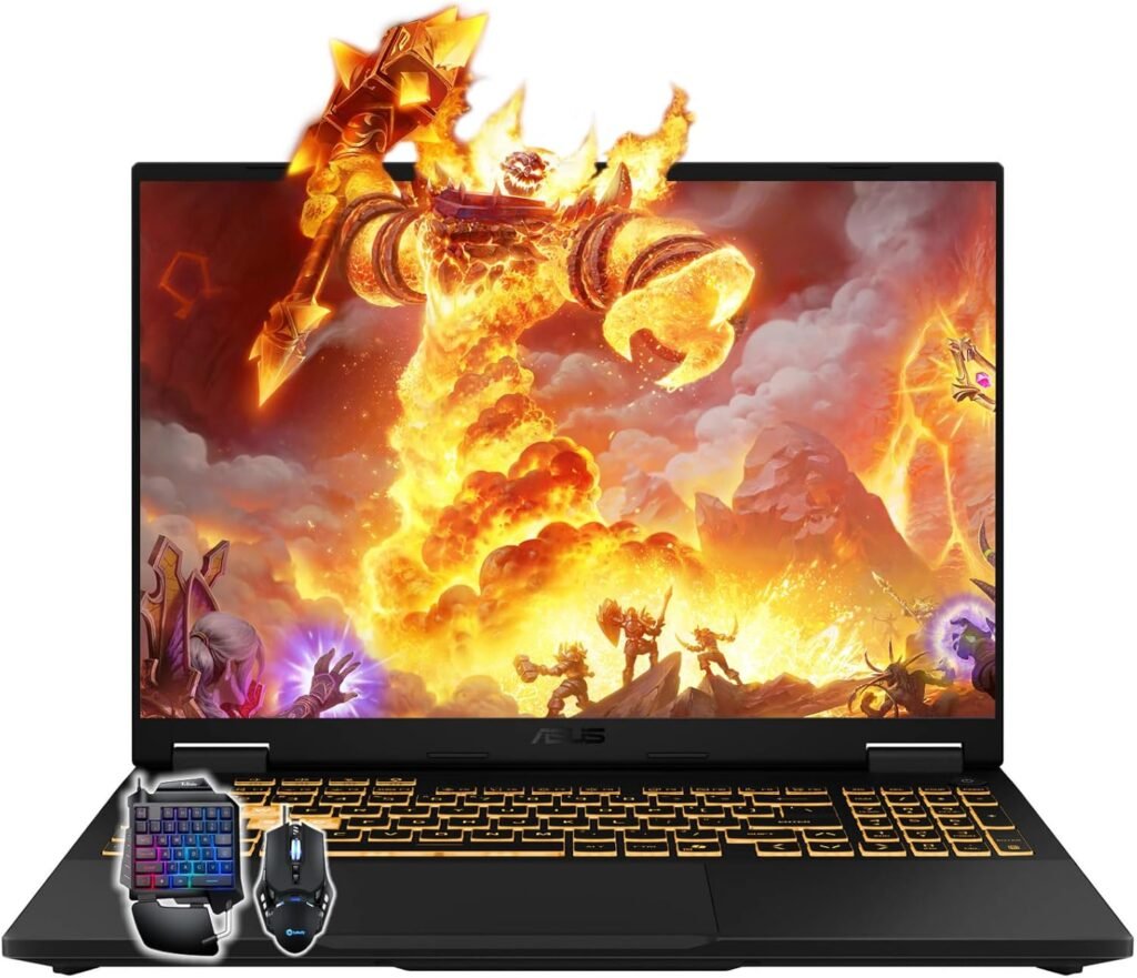 ASUS TUF Gaming F16 Laptop, NVIDIA RTX 5060, Intel i7-14650HX(Up to 5.2GHz), 16″ FHD+ 165Hz LCD Anti-Glare Display, WiFi 6E, Fast Charge, 32 GB DDR5, 2 TB SSD, Windows 11 Pro, Accessories