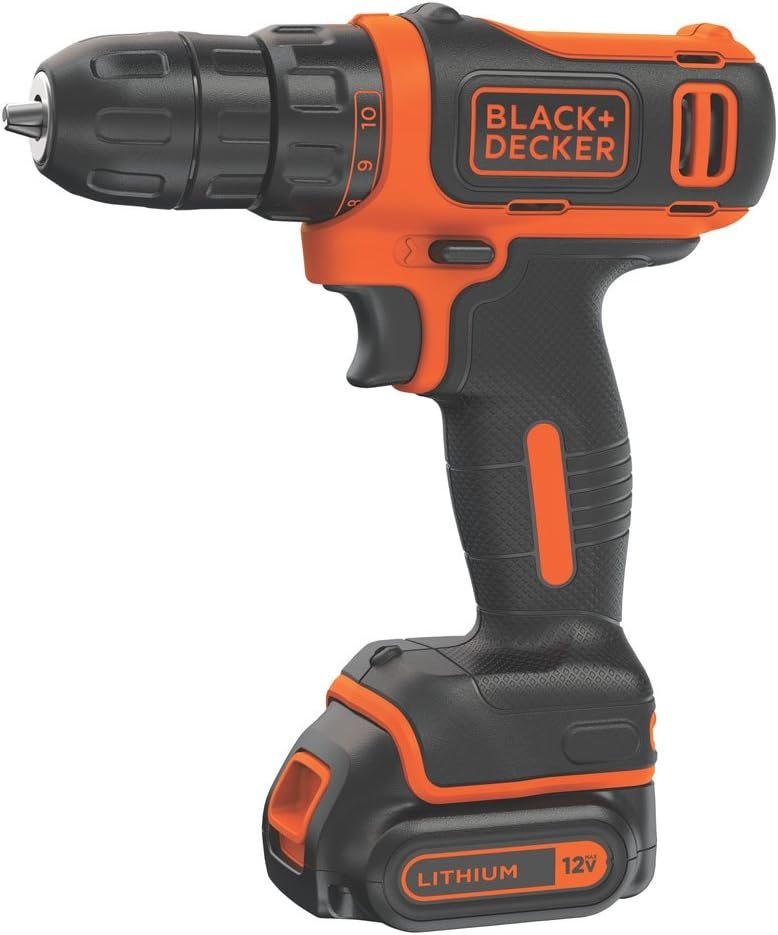 DAZBLACK+DECKER 12V MAX Cordless Drill/Driver, Battery and Charger Included (BDCDD12C)