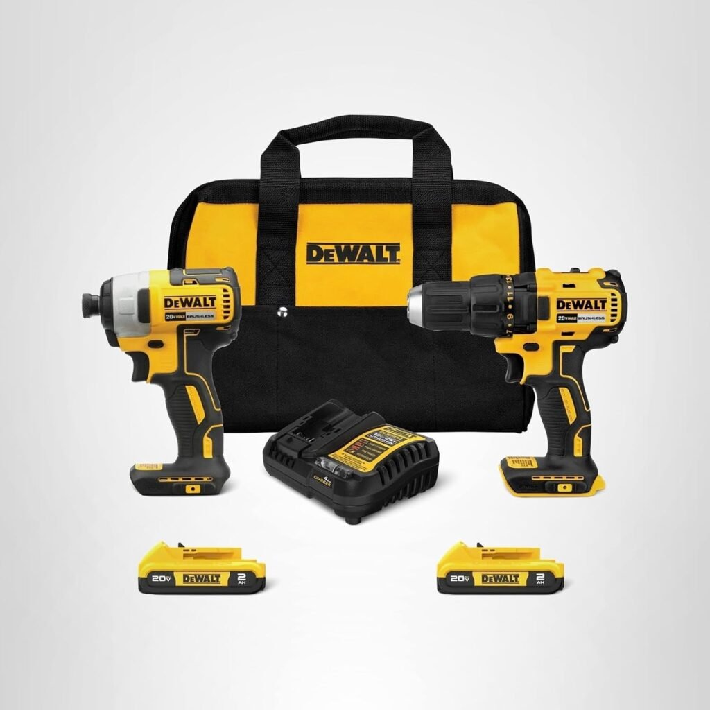 DEWALT 20V MAX Cordless Drill and Impact Driver, Power Drill Brushless 2-Tool Power Tool Combo Kit, Includes 2 Batteries, Charger and Bag (DCK277D2)