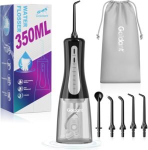 350ML Water Dental Flosser Teeth Pick with Travel Bag, 5 Modes Portable Cordless Oral Irrigator Cleaner, Electric Rechargeable IPX7 Waterproof for Home Travel Teeth Cleaning flossing(Black)