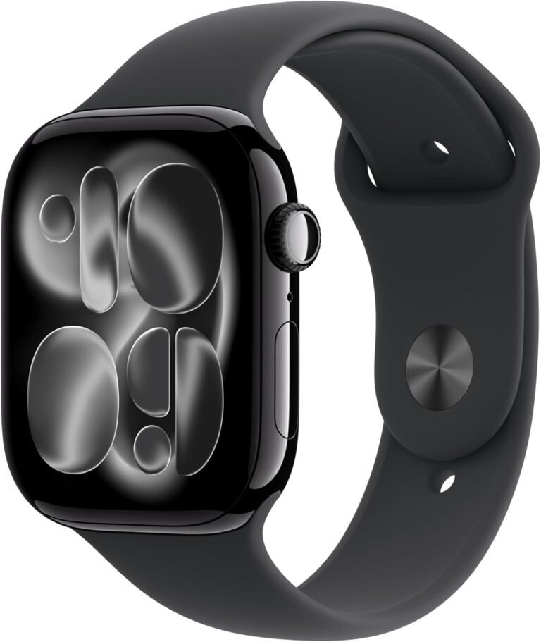Apple Watch Series 10 [GPS, 46mm] - Jet Black Aluminum Case with Black Sport Band, M/L (Renewed)
