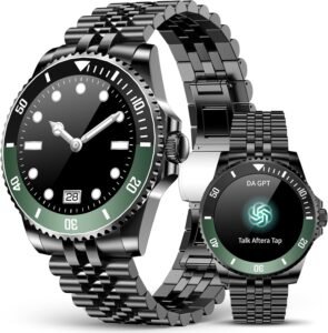 SOUYIE AI Smart Watch, DA GPT Waterproof Smartwatch, 1.19-inch AMOLED Display, 24/7 Heart Rate, Blood Oxygen, Blood Pressure, Sleep Monitor, 107 Sports Modes, Compatible Android and iOS Silver Black