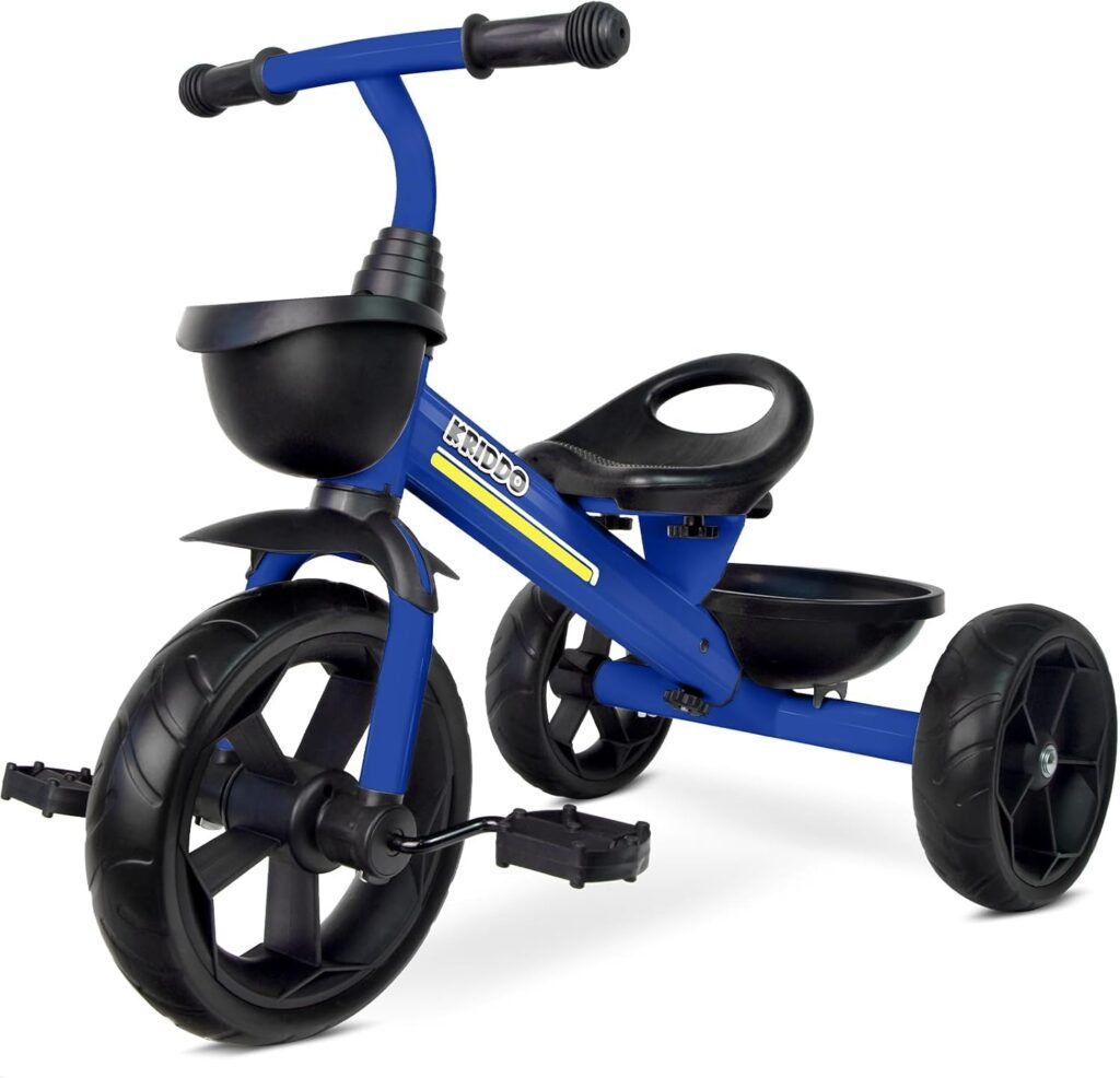 KRIDDO Kids Tricycles Age 24 Month to 4 Years, Toddler Kids Trike for 2.5 to 5 Year Old, Gift Toddler Tricycles for 2-4 Year Olds, Trikes for Toddlers, Sporty Styling, Blue