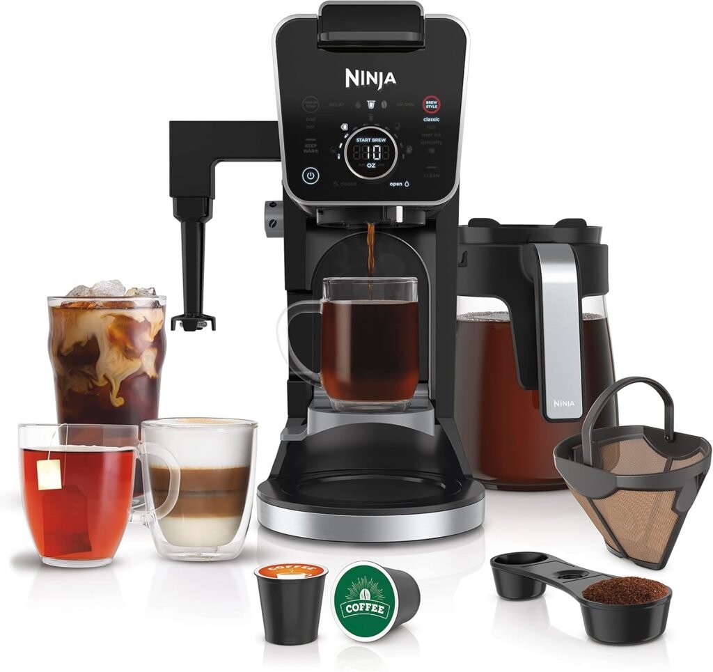 Ninja Hot and Iced Coffee Maker, Single Serve Coffee Maker and Drip Coffee Machine, DualBrew Pro Specialty 12-Cup with K-Cup Combo, Includes Permanent Filter, CFP307 | K-Cup Combo, Specialty, Permanent Filter