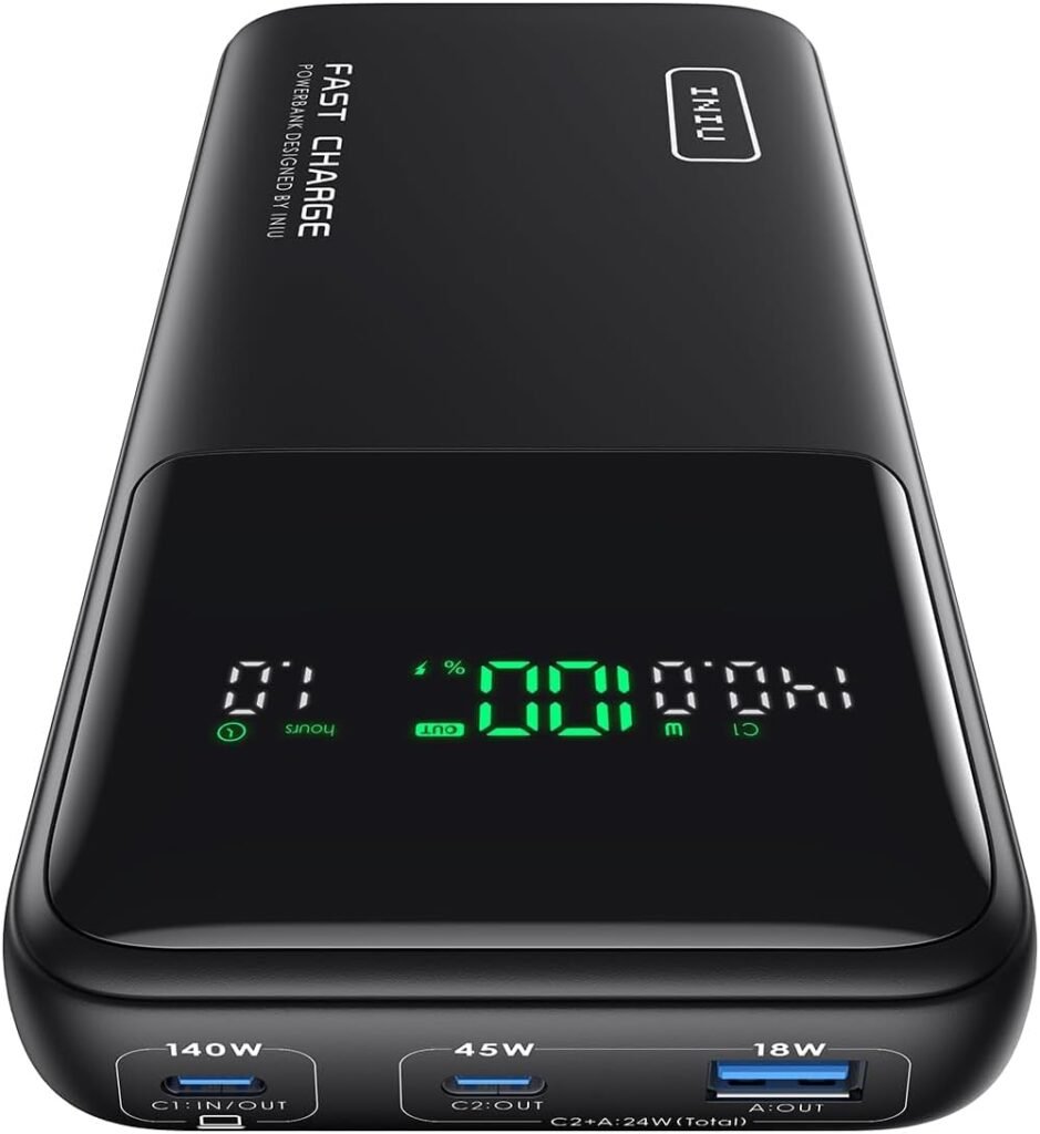 INIU 27000mAh 140W USB-C Power Bank with Digital Display
