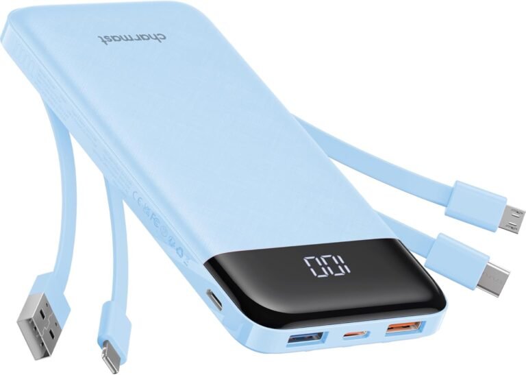 Charmast 10000mAh Portable Charger with Built-in Cables